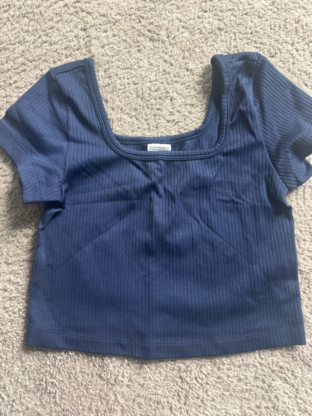 PINK Victoria's Secret Navy Ribbed Scoop Neck Crop Top